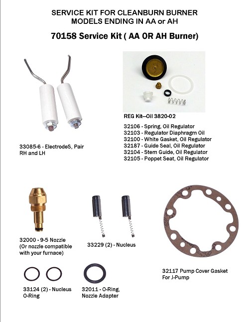 70158 Service kit for Clean Burn HS burners / 90 HS or 85 HS 
